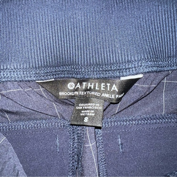 Athleta Brooklyn Textured Ankle Pants - Navy Windowpane women’s size 8 - Picture 5 of 9